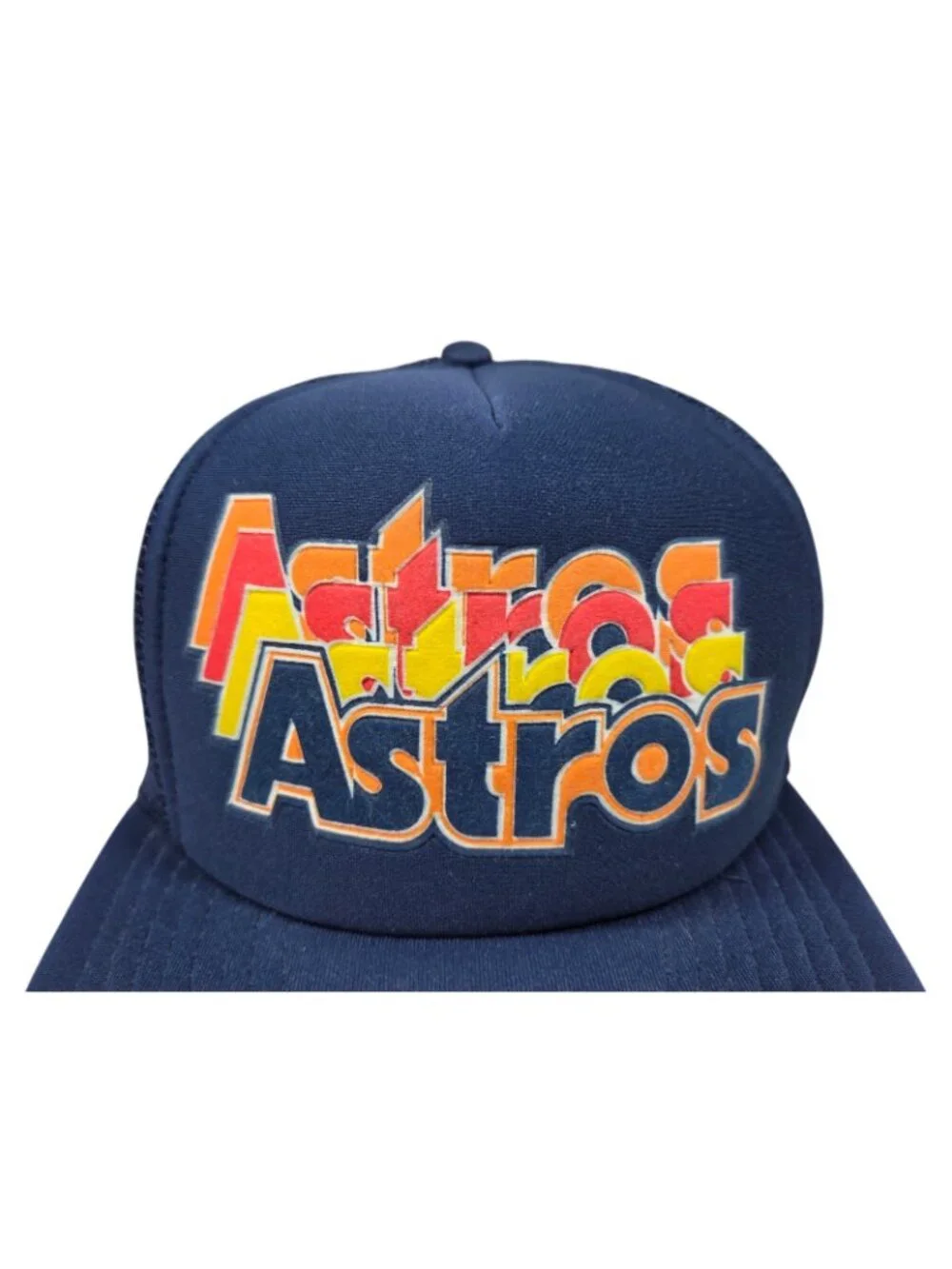 Vintage Houston Astros Rainbow Trucker Hat Snapback Blue MLB Constanzo Caps